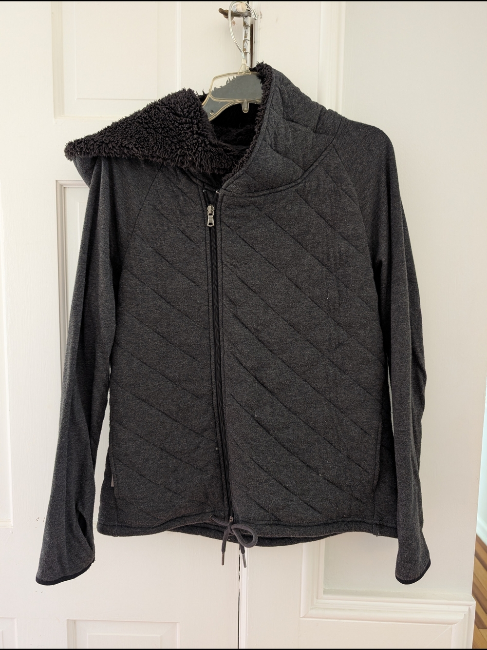 UGG Charcoal Quilted Sherpa Hooded Puffer Jacket